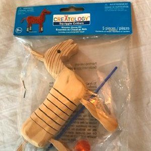 NWT Creatology Wooden Horse Kit 5 Pieces: Horse, Paint Brush & Paint Colors